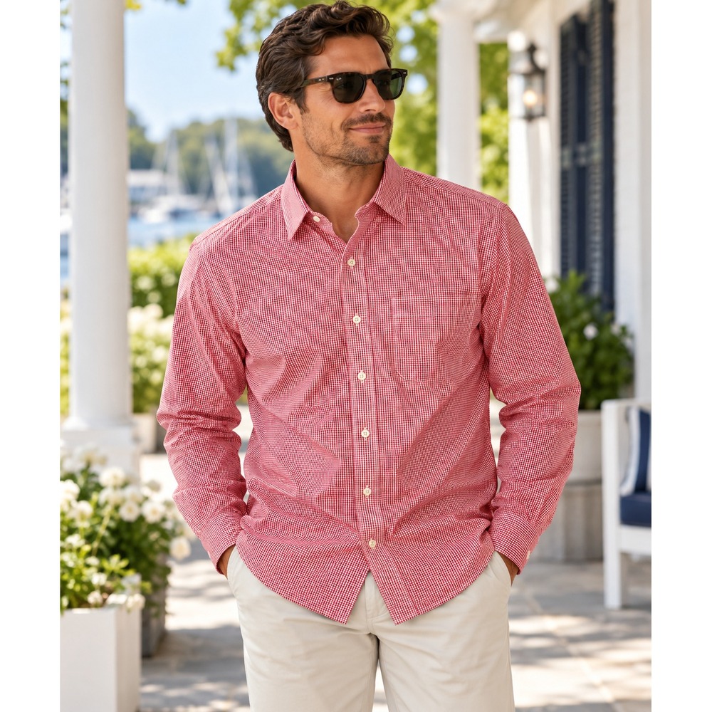 Brooks Brothers Shirt Mens 16.5 32/33 Red Gingham Regent Fit Non-Iron Cotton